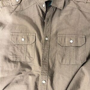 Free Planet Men's Casual Button-Down Shirt in Taupe Brown